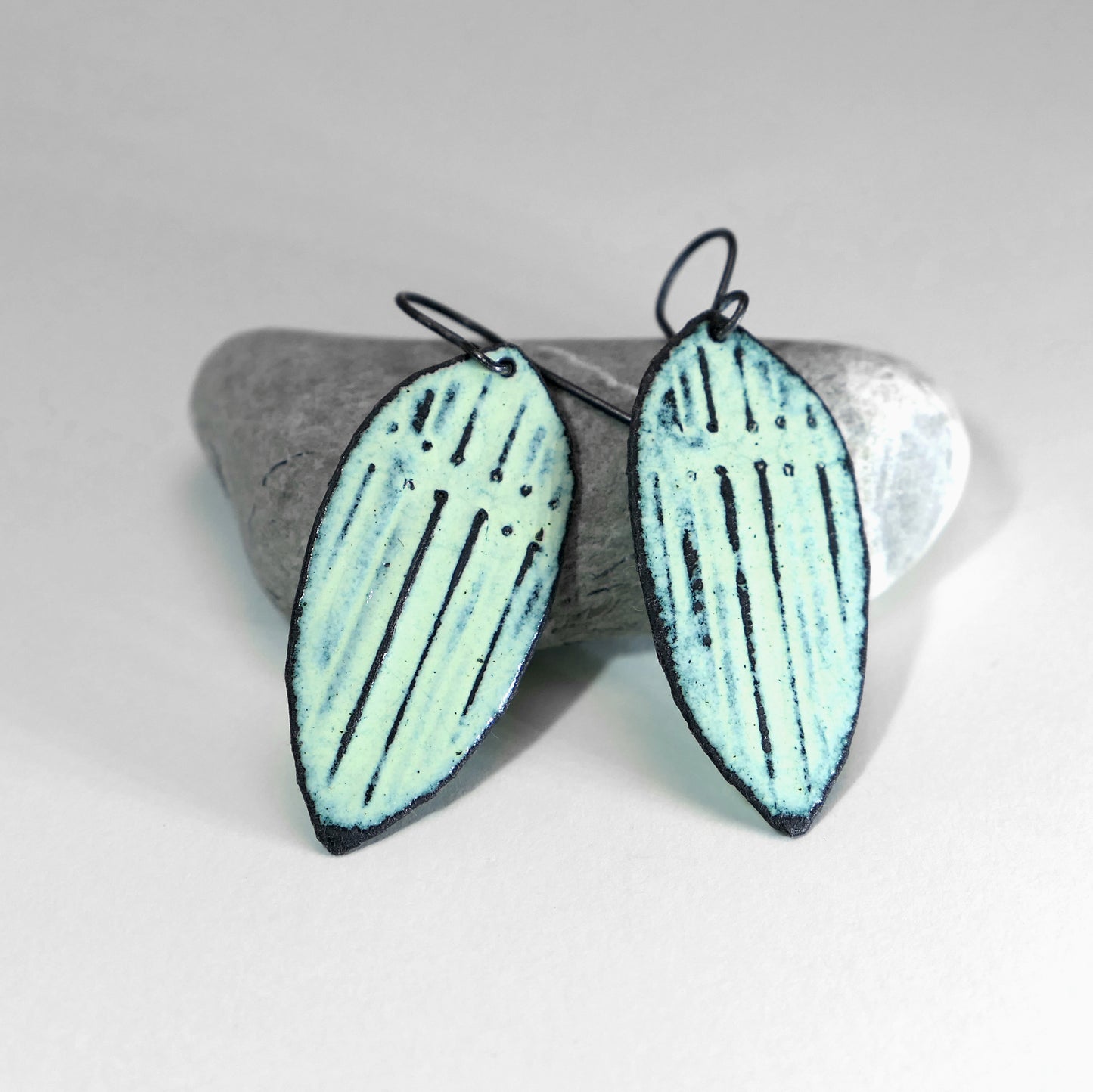 Pistachio earrings, long and wide