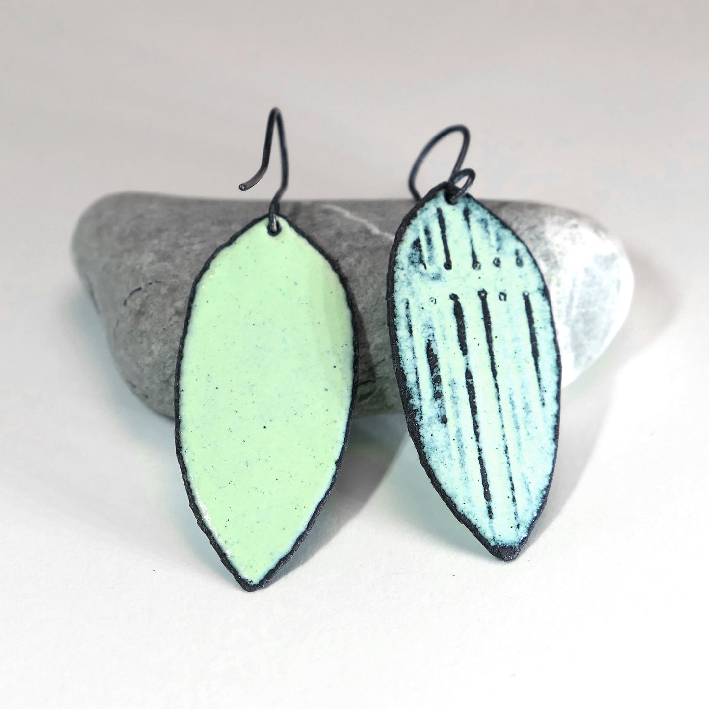 Pistachio earrings, long and wide