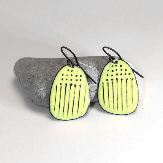 Yellow Earrings dots and lines