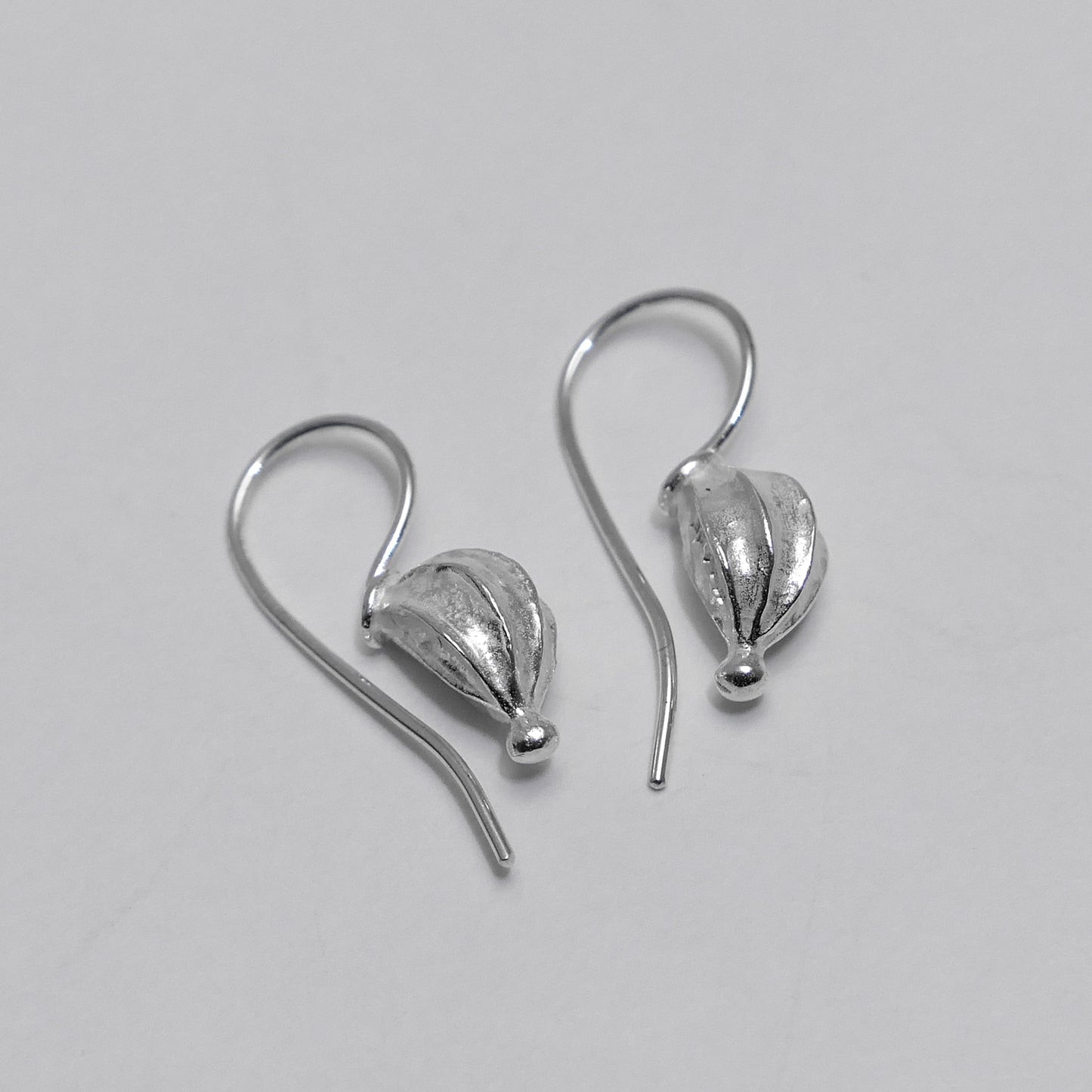 Small fat seed pod sterling silver earrings