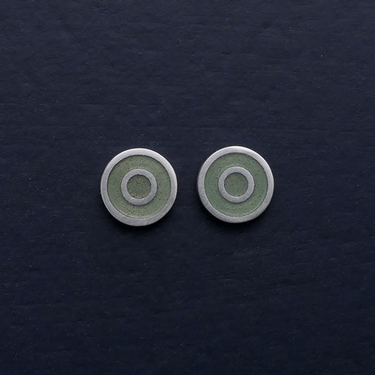 Small-flat-round-ear-studs-with-coloured-enamel-in-the-centre