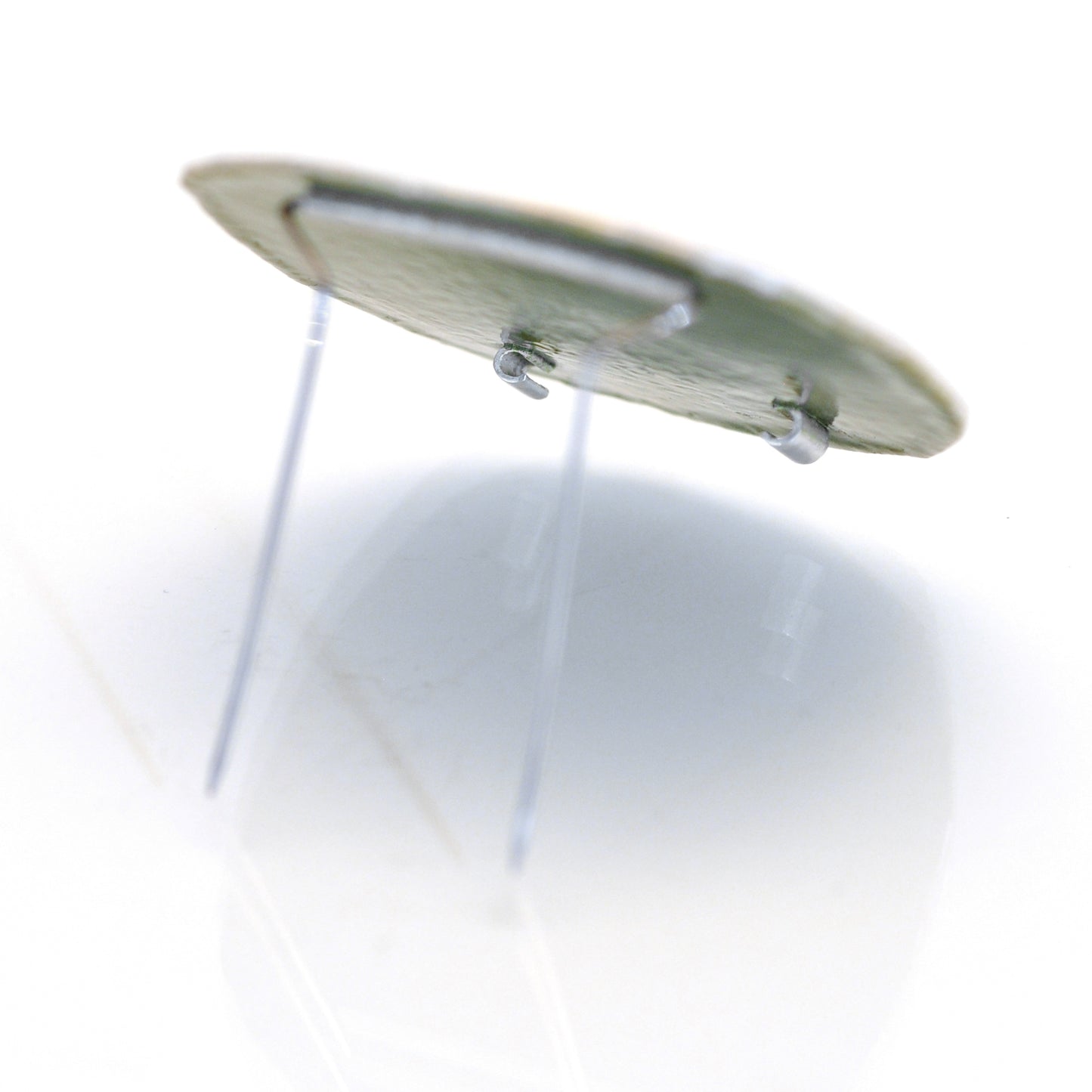 ‘Rodmarton’ Brooch silver and green olive vitreous enamel