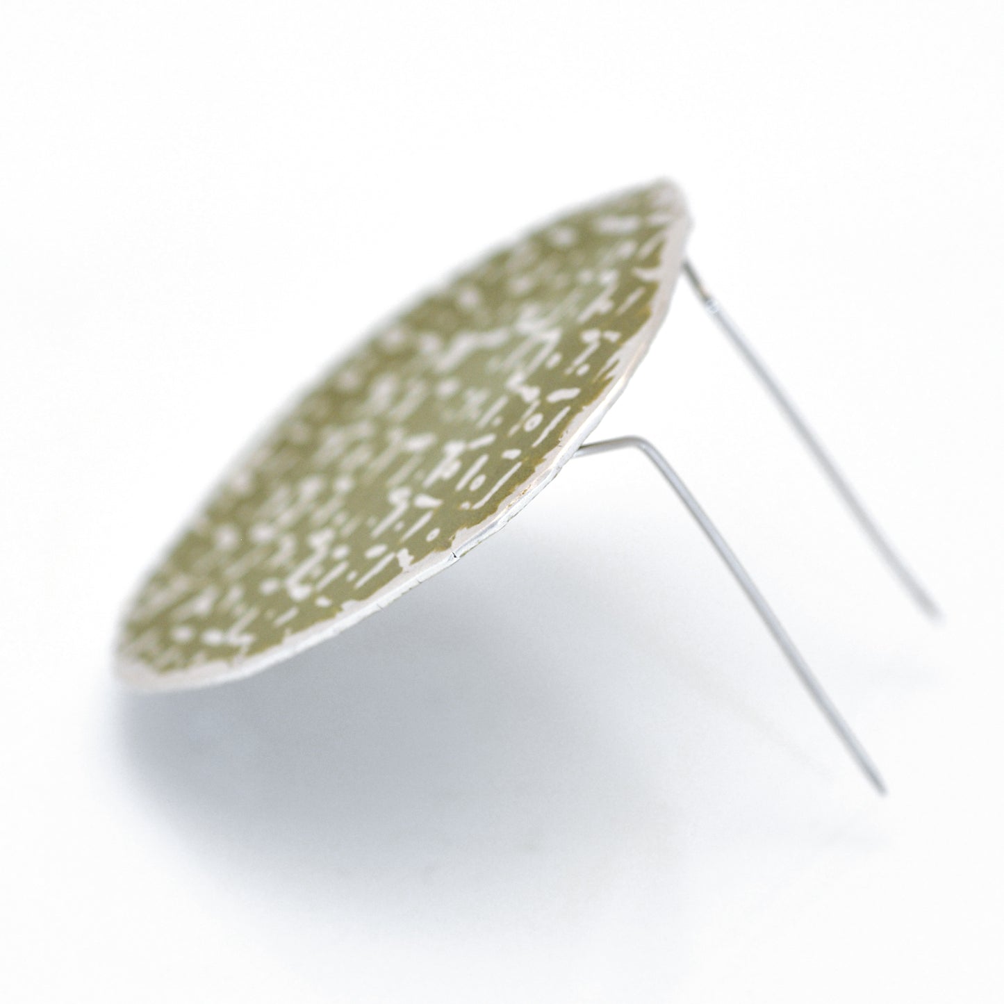 ‘Rodmarton’ Brooch silver and green olive vitreous enamel