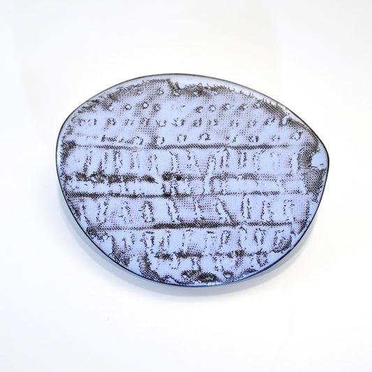 Brooch, Pale Blue Grey vitreous enamel