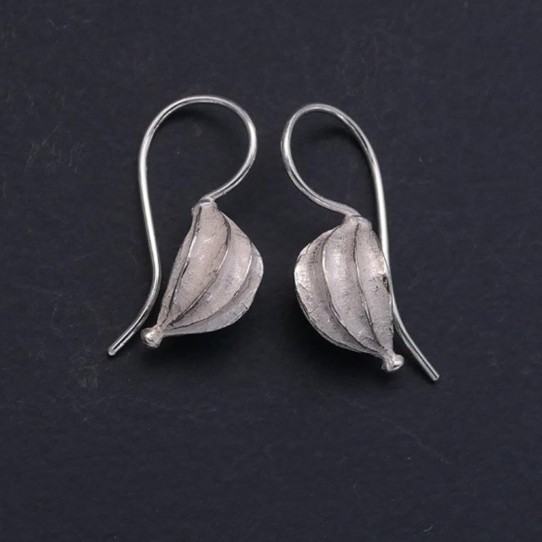 Fat Seed Pod Silver Earrings
