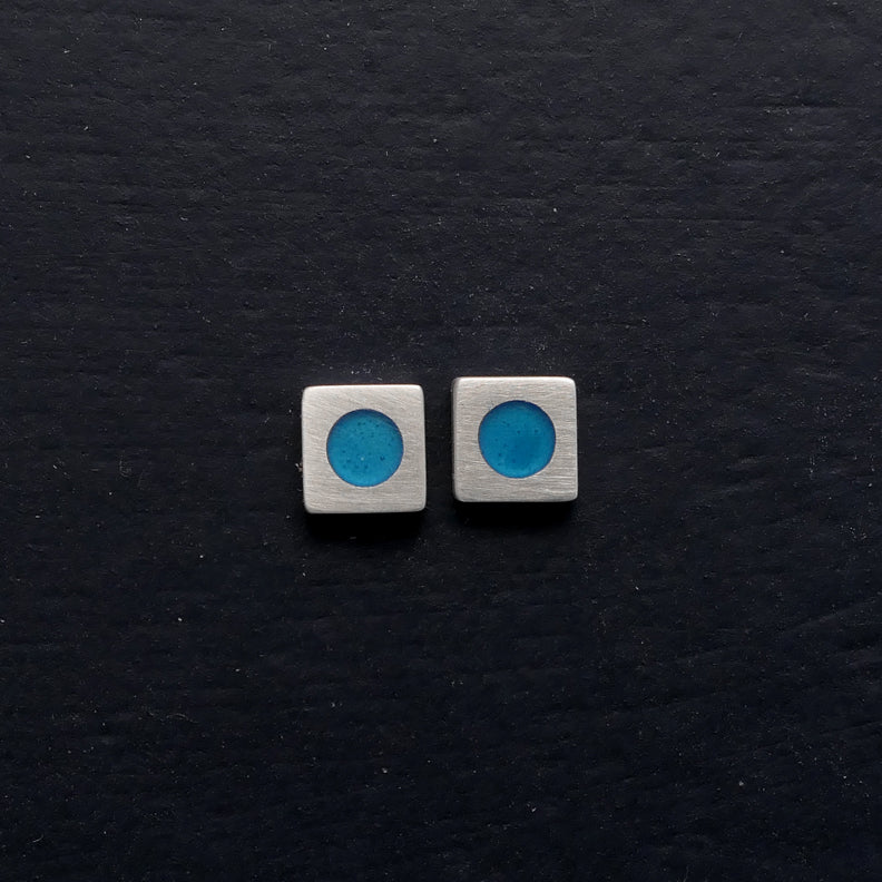 Tiny-5mm-square-sterling-silver-stud-earring-with-enamel-colour-in-centre