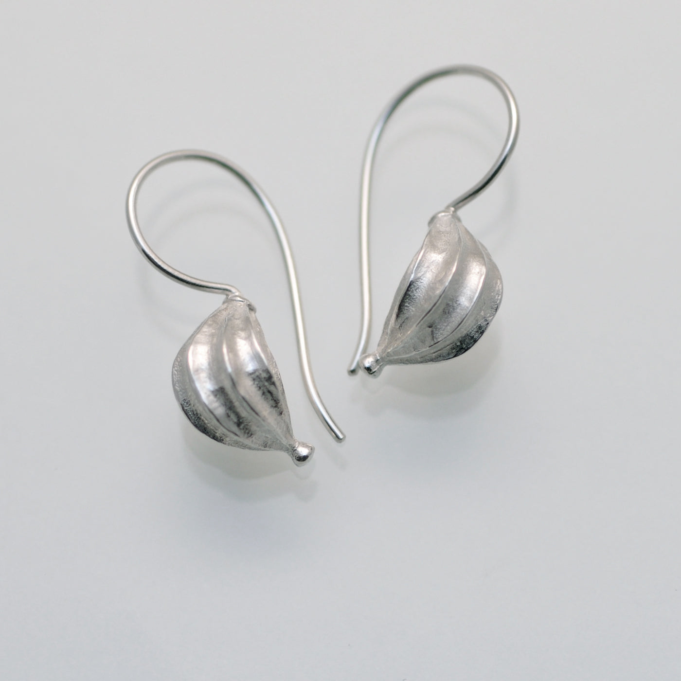 Fat Seed Pod Silver Earrings