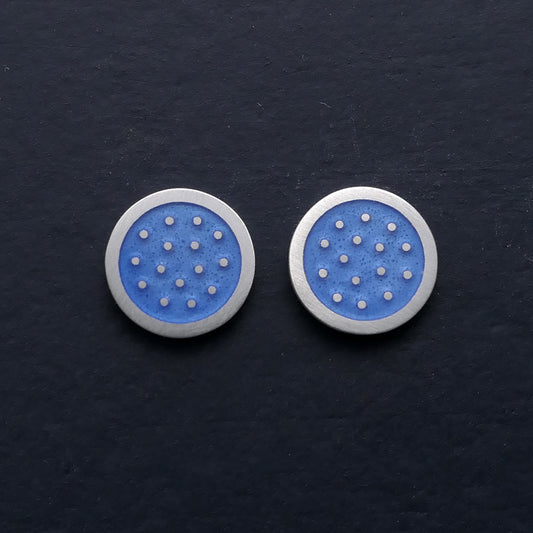 Dotty silver and lavender enamelled ear studs