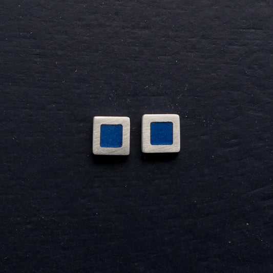 Tiny-5mm-square-sterling-silver-stud-earring-with-enamel-colour-in-centre