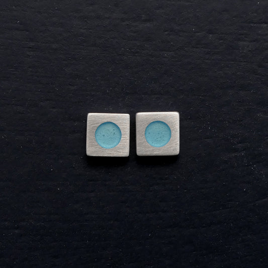 Tiny-5mm-square-sterling-silver-stud-earring-with-enamel-colour-in-centre