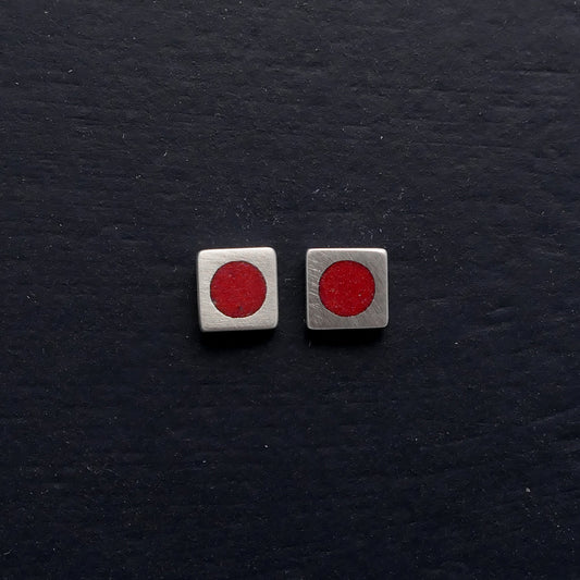 Tiny-5mm-square-sterling-silver-stud-earring-with-enamel-colour-in-centre