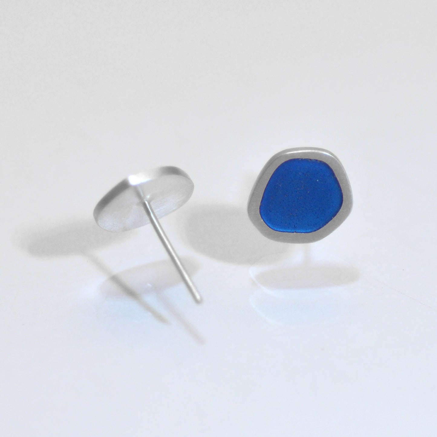 NEW Stud earrings, mid grey blue