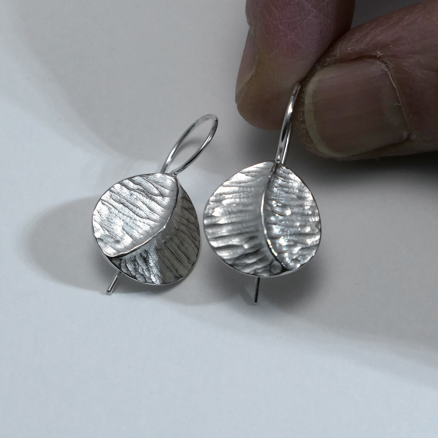 Small sterling silver 'Leaf' earrings