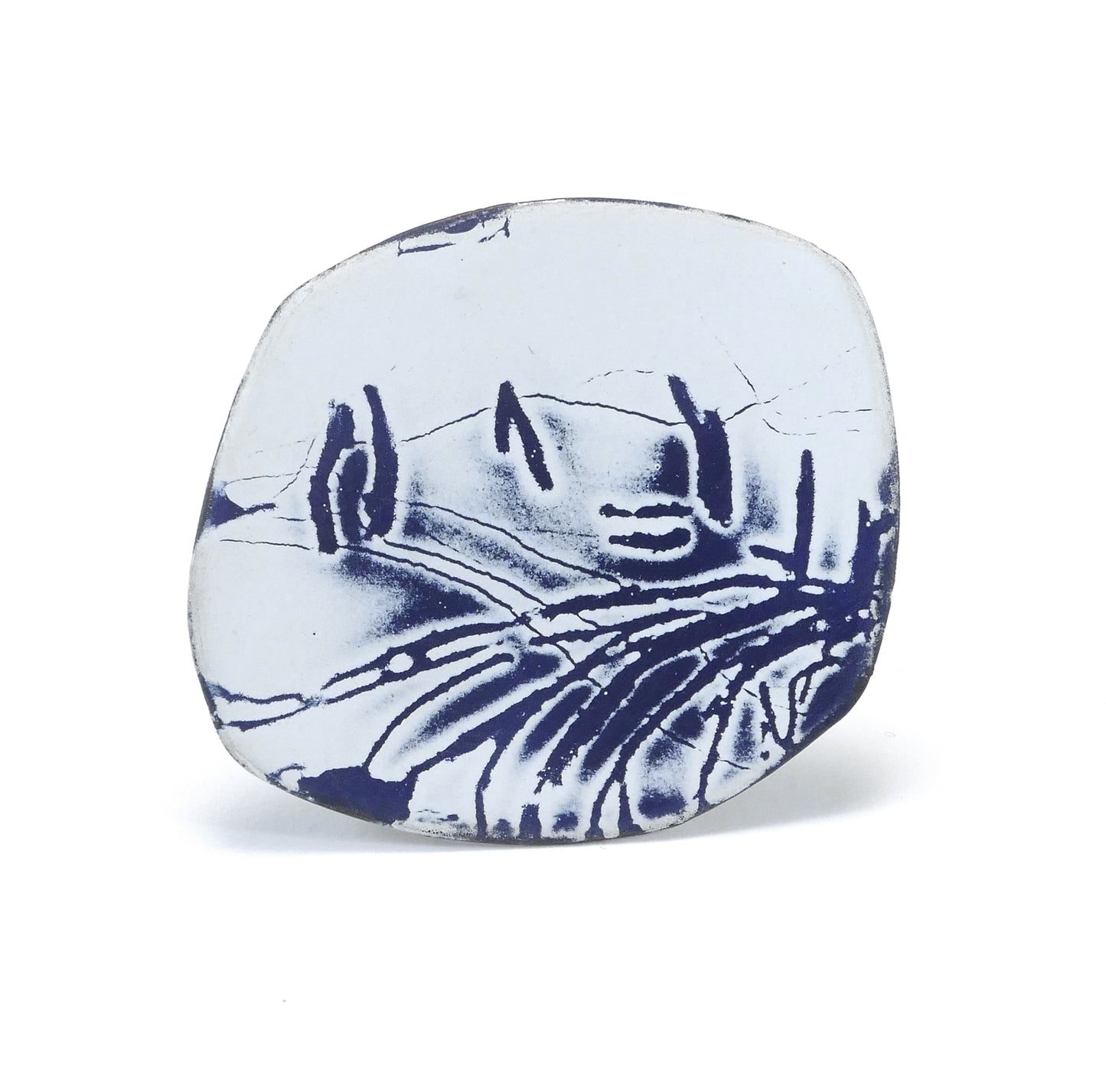 Blue & White Sgrafitto Brooch