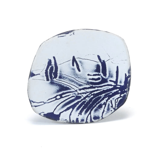 Blue & White Sgrafitto Brooch