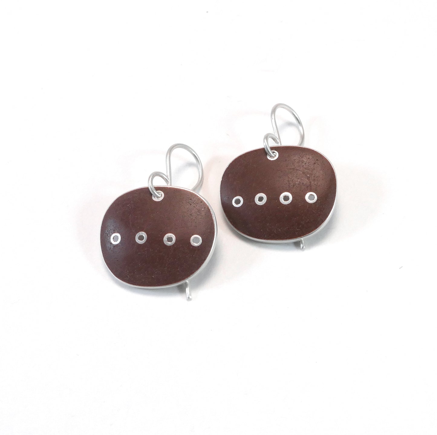 Brown Enamel Earrings on Sterling Silver