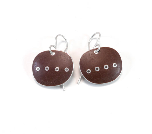 Brown Enamel Earrings on Sterling Silver