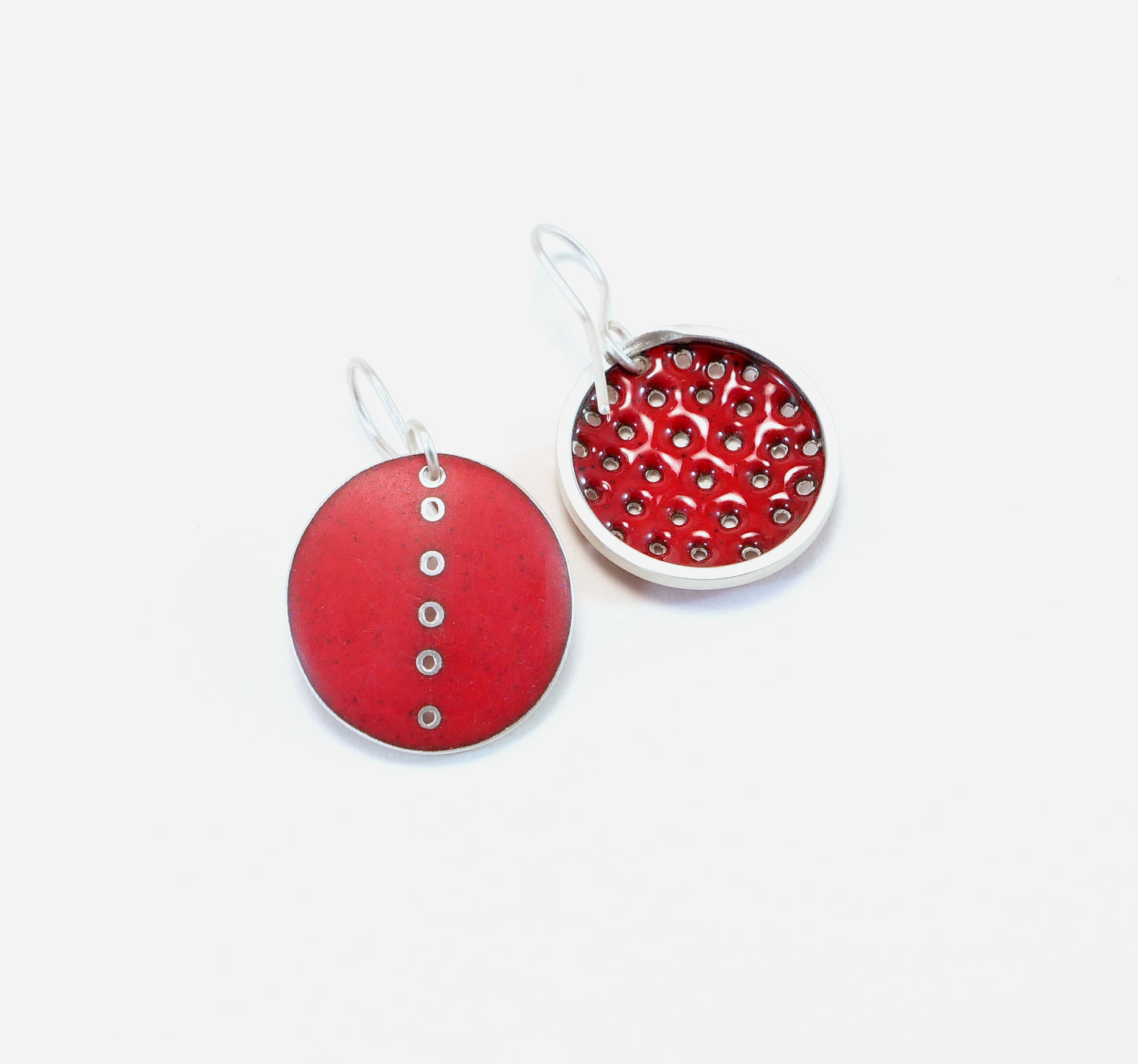 Earrings, Red Polka Dot, Odd-Pair
