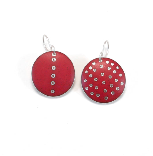 Earrings, Red Polka Dot, Odd-Pair