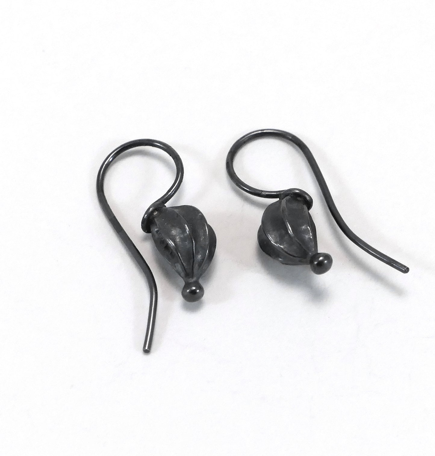 Small fat seed pod sterling silver earrings