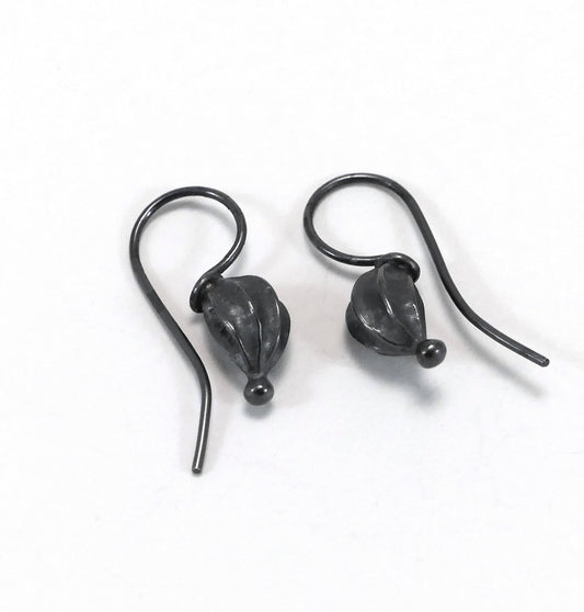 Small fat seed pod sterling silver earrings