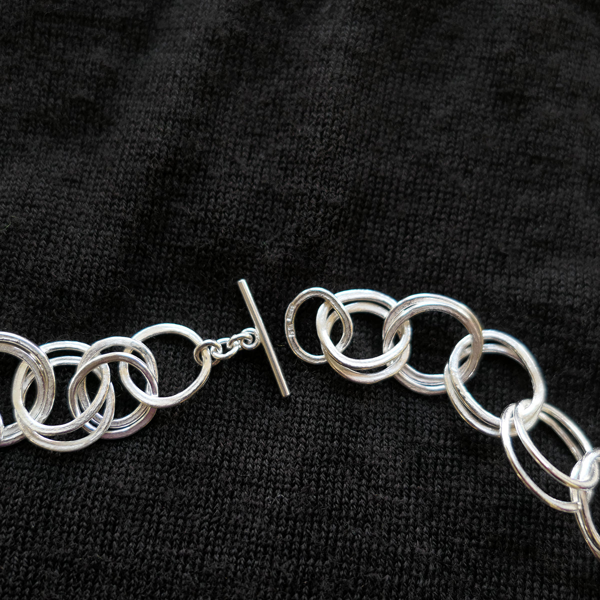 Large loose-link silver necklace
