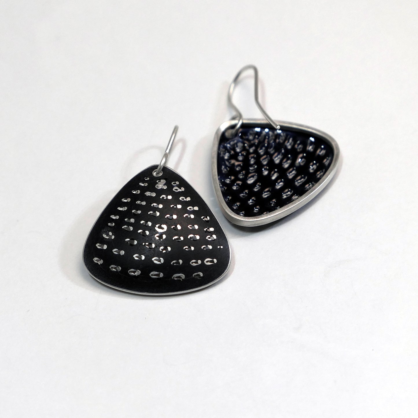 Black and silver Triangle earrings