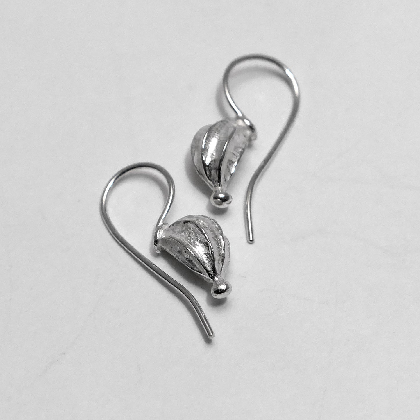 Small fat seed pod sterling silver earrings