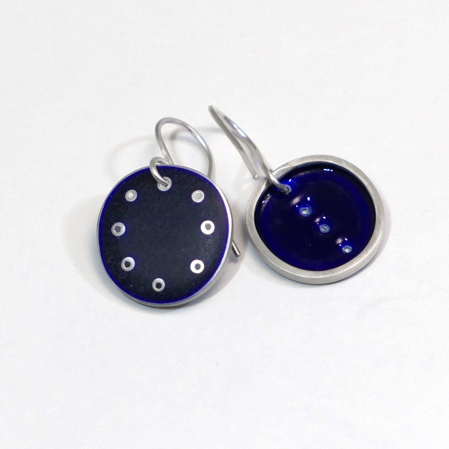 Blue earrings, 'Honesty' range, small odd pair