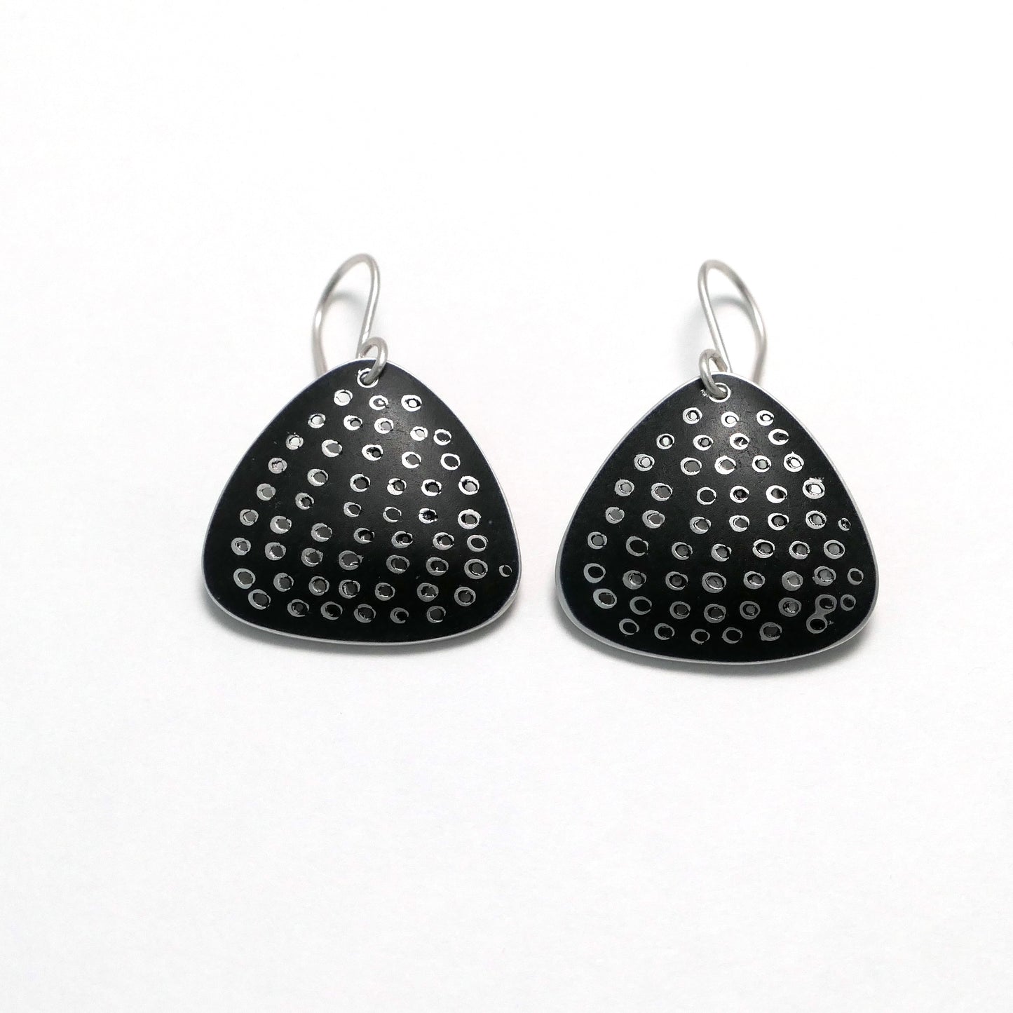 Black and silver Triangle earrings