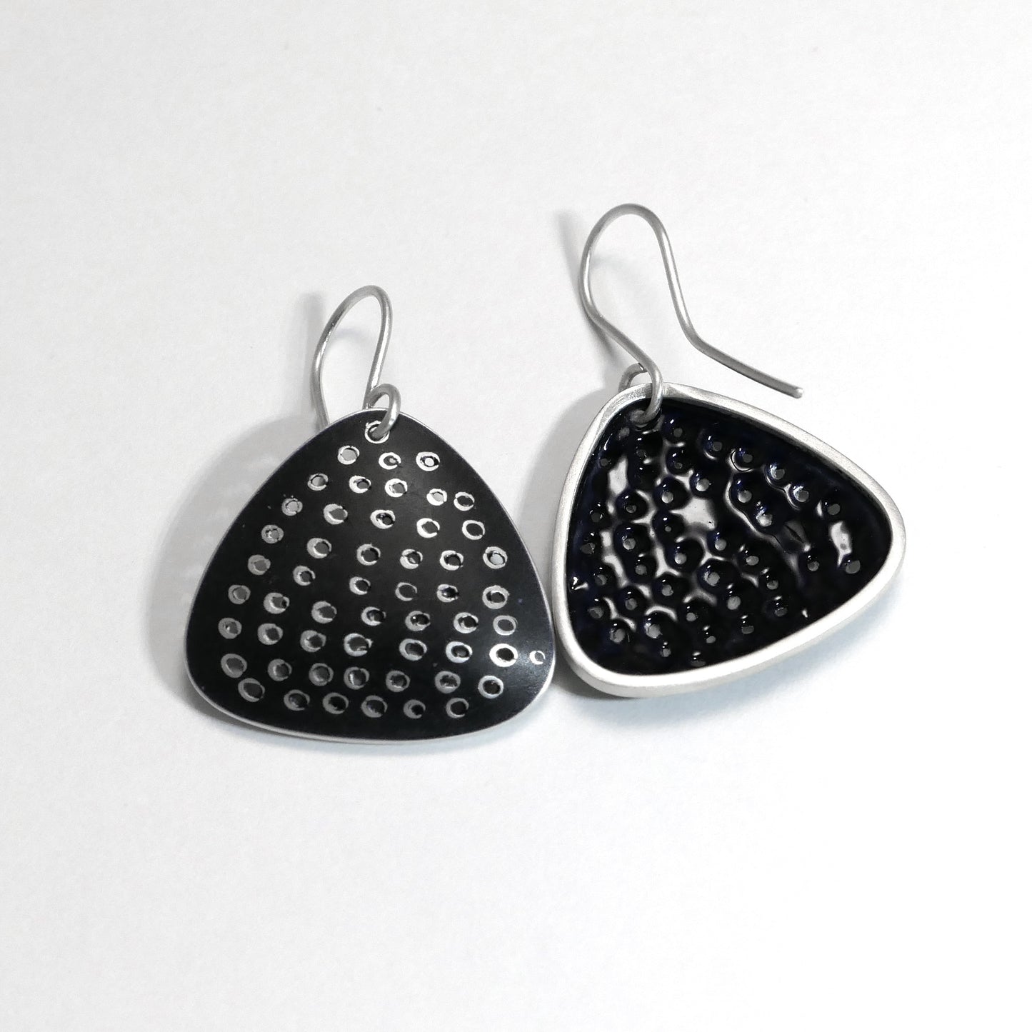 Black and silver Triangle earrings