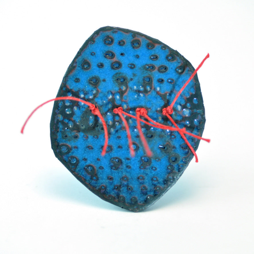 Brooch, Blue and Red thread