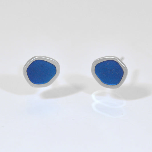 NEW Stud earrings, mid grey blue