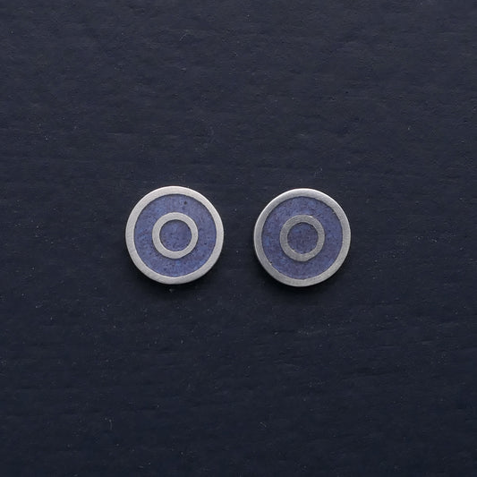 Small-flat-round-ear-studs-with-coloured-enamel-in-the-centre