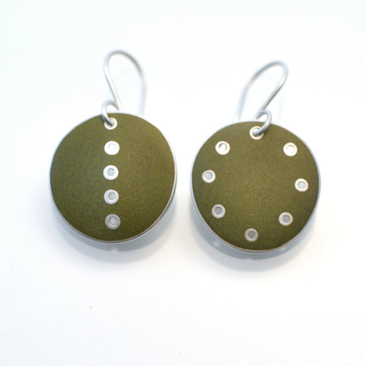Odd pair of green olive earrings