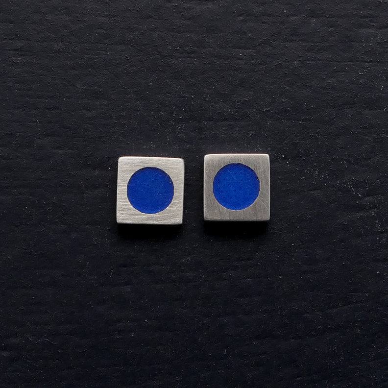 Tiny-5mm-square-sterling-silver-stud-earring-with-enamel-colour-in-centre