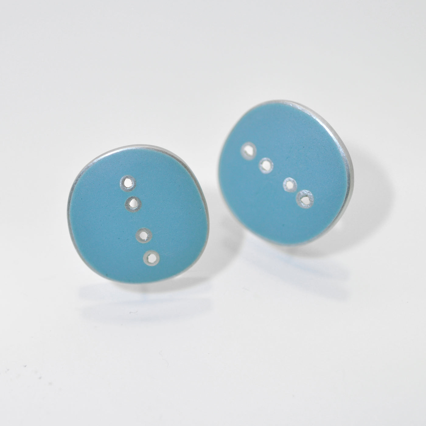 Stud earrings, ‘Button’ series, turquiose