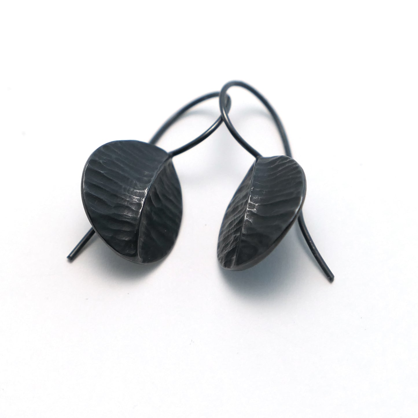 Oxidised silver 'Leaf' earrings