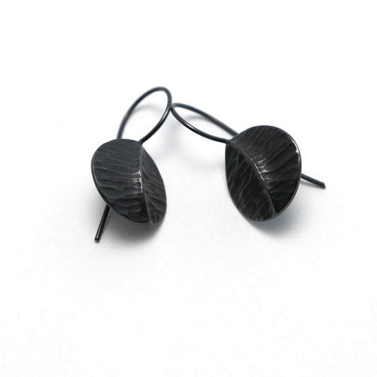 Oxidised silver 'Leaf' earrings