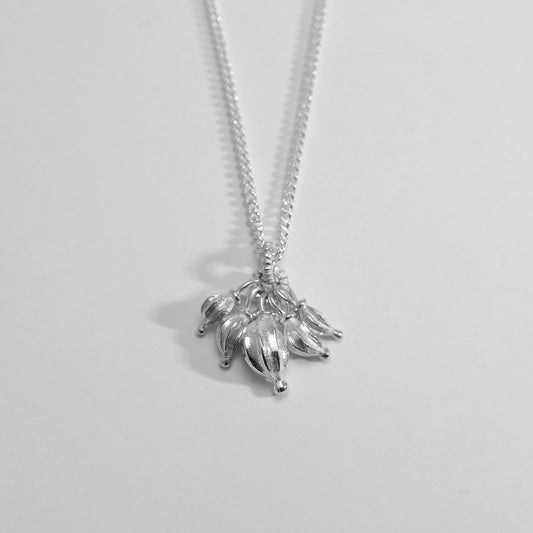 Seedpod cluster necklace, sterling silver